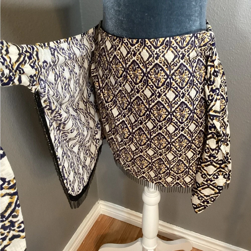 ZARA Mini Skirt Beaded Fringe Wrap Size XL - Picture 4 of 10